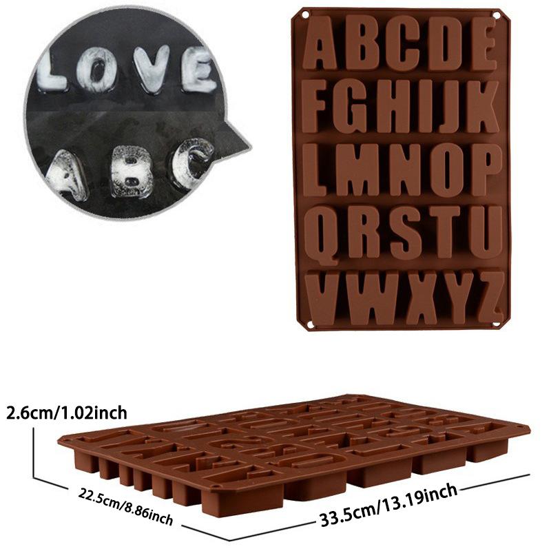 WTEMPO 1PC Coffee Simple 26 Cavities Silicone Mold Chocolate Ice Cube Large Letter Mold Handmade Cake Baking Mold Cold Product Making Mold