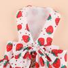 Lovely Strawberry Print Pet Dress Harnesses Holiday Washable Pet Costume with Bowknot and Matching Leashes