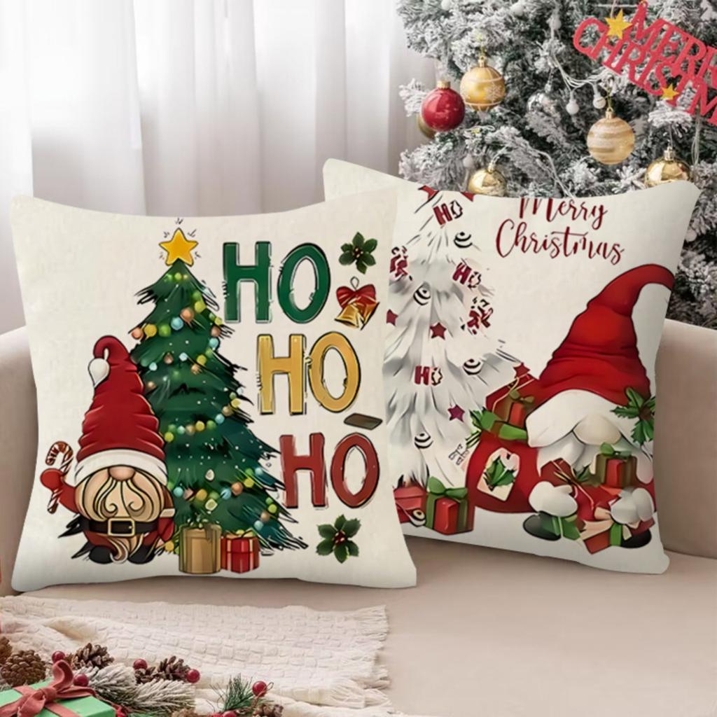Christmas Dwarf Linen Pillowcase New Christmas Tree Letter Print Pillowcase