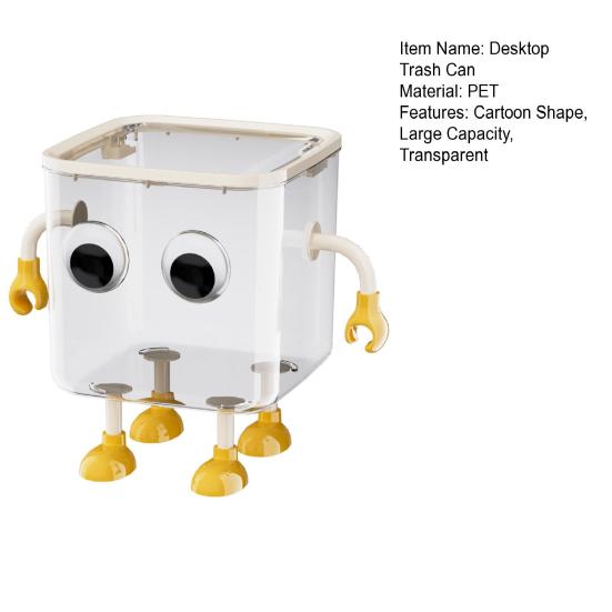 Cute Desktop Trash Can Large Capacity Transparent Design Cartoon Shape Small