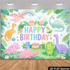 2D Cute Dino Birthday Backdrop - Watercolor Pastel Dinosaur Banner for Toddler Kids Birthday Party Photoshoot