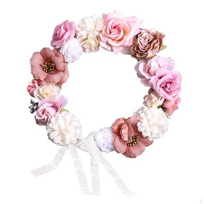 Couronne de Roses Guirlande Florale Colorée Suspendue Fausse avec Ruban Demoiselle d'honneur pour Mariée Bandeau