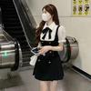 Rich daughter fake two-piece dress women's summer new college style princess dress waist sweet skirt