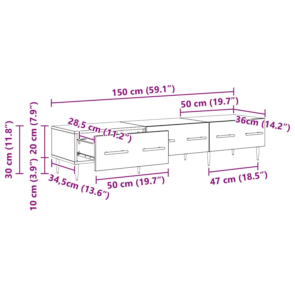 TV Stand Artisan Oak 150 x 36 x 30 cm Particleboard