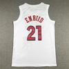 Mens Embroidered Philadelphia 76ers 21 Joel Embiid Basketball Jersey Training Shirt Cotton Blend