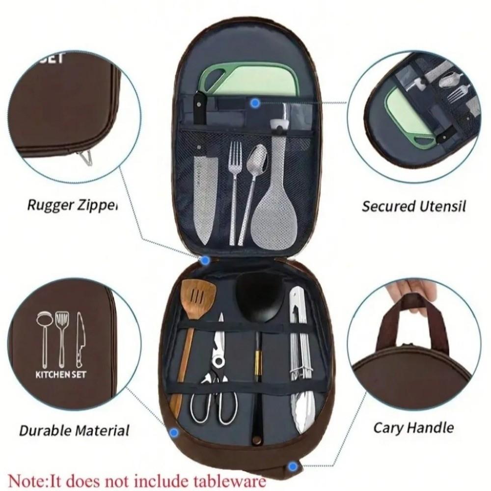 No Tableware Kitchen Utensil Storage Bag Large Capacity Picnic Cooking Bag  Cooking Utensil