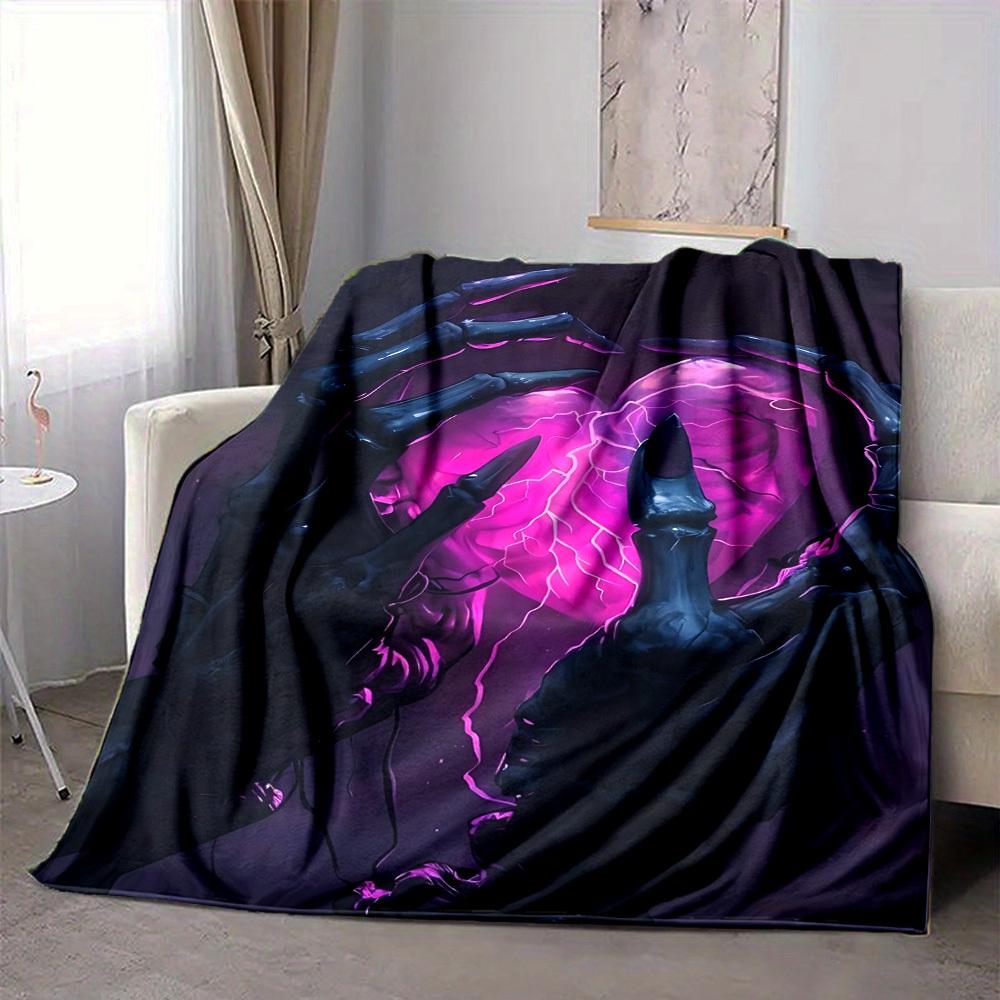

1pc Heart Hands Print Blanket Lightweight Flannel Throw Blanket For Sofa, Bed, Living Room, Office, Outdoor Travel, Camping 80cmx120cm
