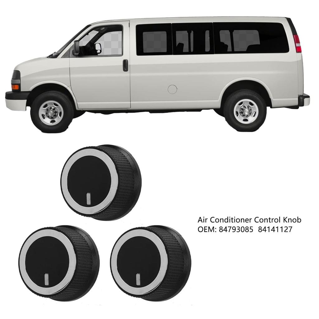 3pcs Climate Control Knobs, ABS Air Conditioner Control Knob 84793085 84141127 Replacement for Express 1500 2500 3500