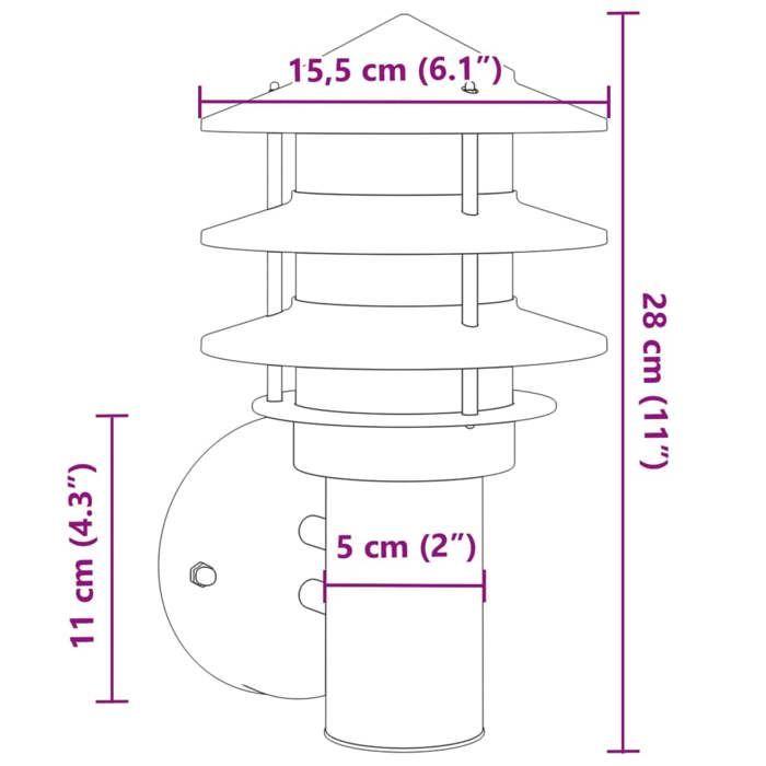VidaXL Outdoor Wall Lights 2pcs Silver Stainless Steel, Outdoor Wall Lighting, Garden Wall Lamp, 4006229