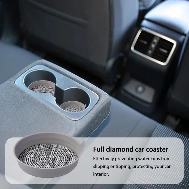 

Crystal Rhinestone Car Coaster Waterproof Cup Holder Coaster With Insulation Beverages Water Bottles Support Pad For Car Living
