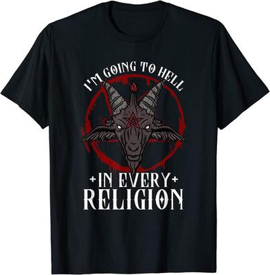 IK Ga naar de Hel in Elke Religie Satanische Geit Baphomet Unisex T-shirt