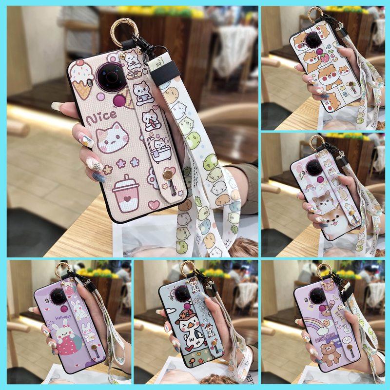 Fashion Design Phone Holder Phone Case For Nokia 5.4 Wrist Strap Cartoon Lanyard Protective Anti-knock Anti-dust Ring