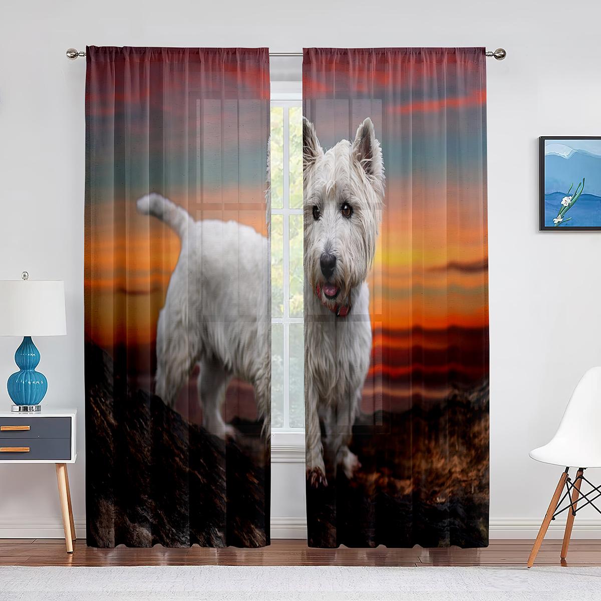 Вест-хайленд-уайт-терьер милый Вести-дог прозрачные шторы для гостиной спальни украшения — фото 3