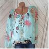 Women's Sexy All-Match Printed Chiffon Shirt Long Sleeve Loose Top Fashion