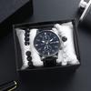 Men's Fashion Business Casual Belt Watch Men's Bracelet Set Men's Watch Pcs Watch + Bracelet + Box