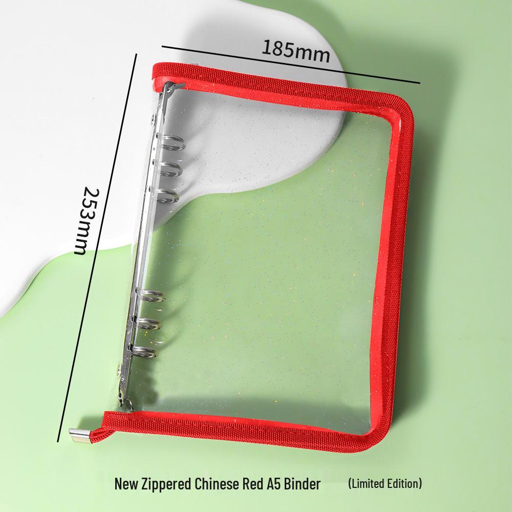 A5 Transparent PVC Ring Binder Notebook Planner, 6-Hole Photo Album with Removable Cover (A6 Compatible)
