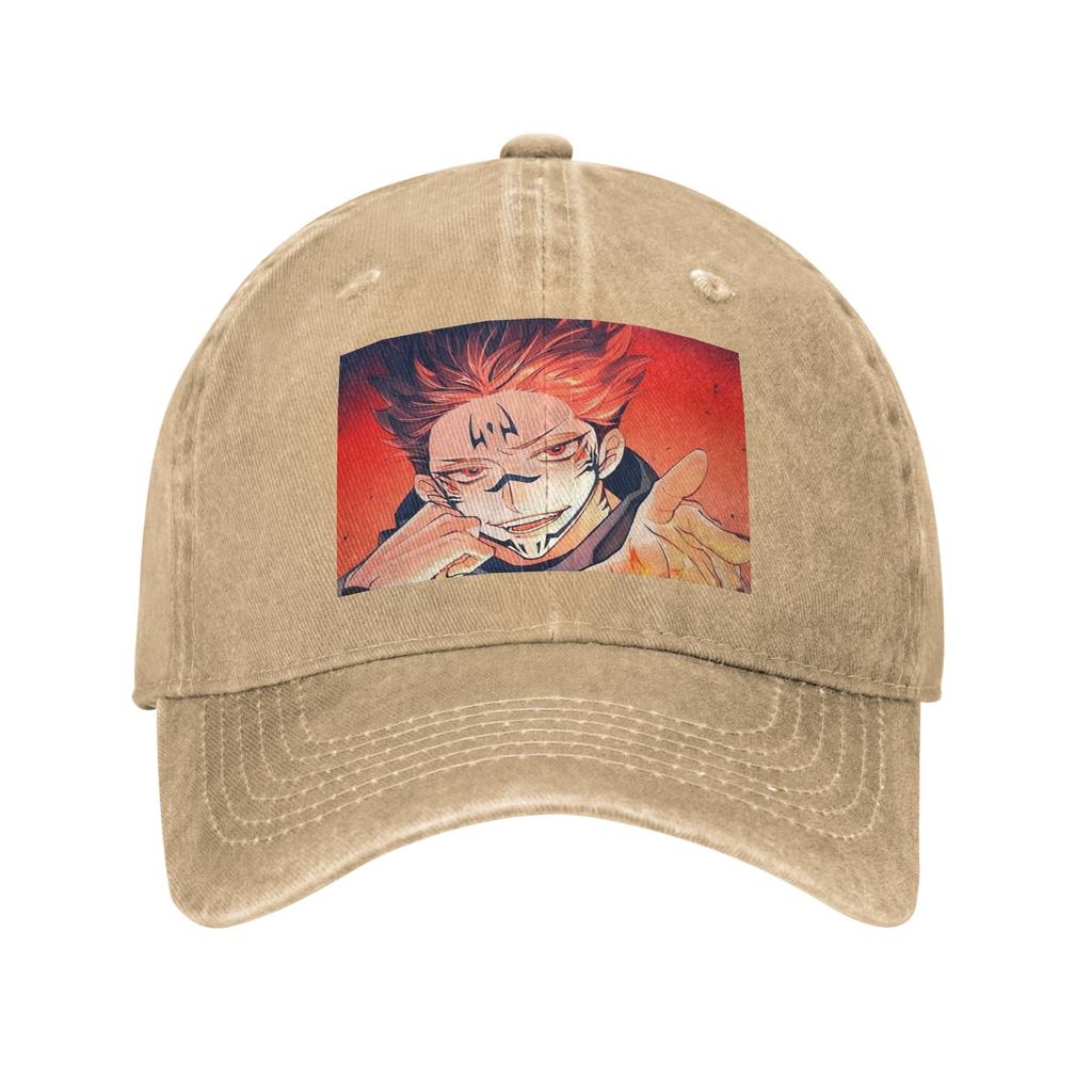 Sukuna RyoUnisex - Jujutsu Kaisen Washed Denim Cap Casual Baseball Caps Adjustable Hat Summer Unisex Baseball Hats