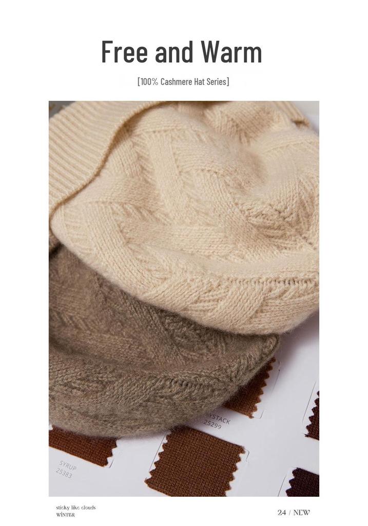Unisex 100% Pure Goat Cashmere Hat: Warm, Fashionable, and Versatile Knit for Autumn and Winter