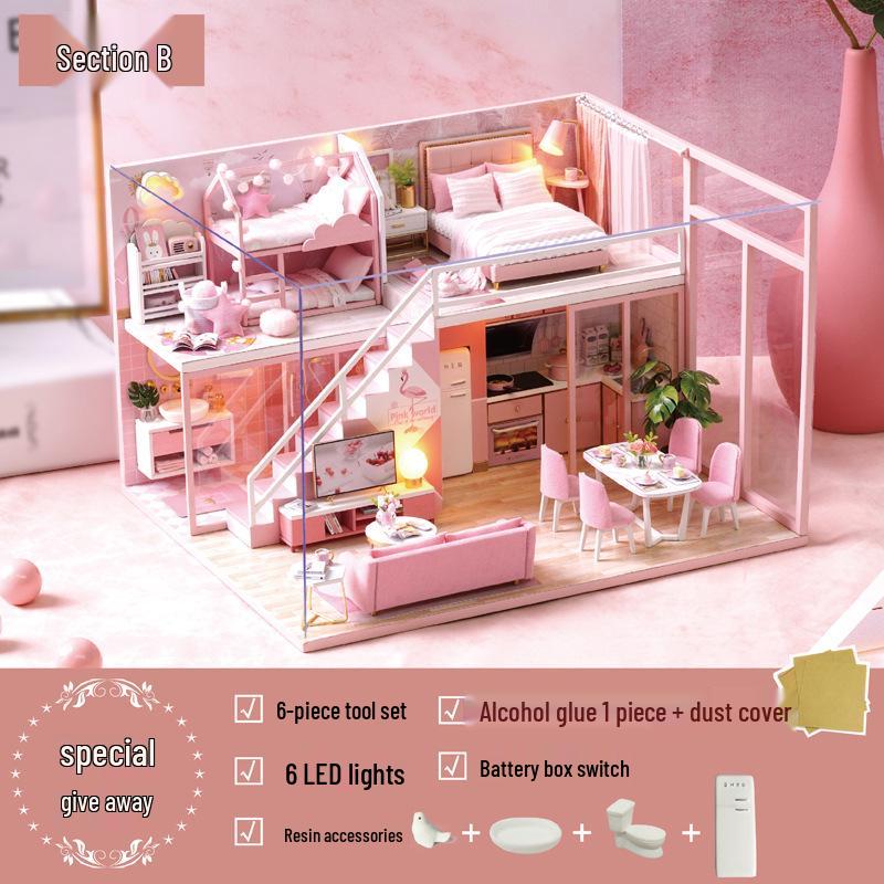 Zhi Qu Wu DIY Holzpuppenhausmodell – Kreatives handmontiertes Villenspielzeug, Perfektes Geburtstagsgeschenk für Freundin