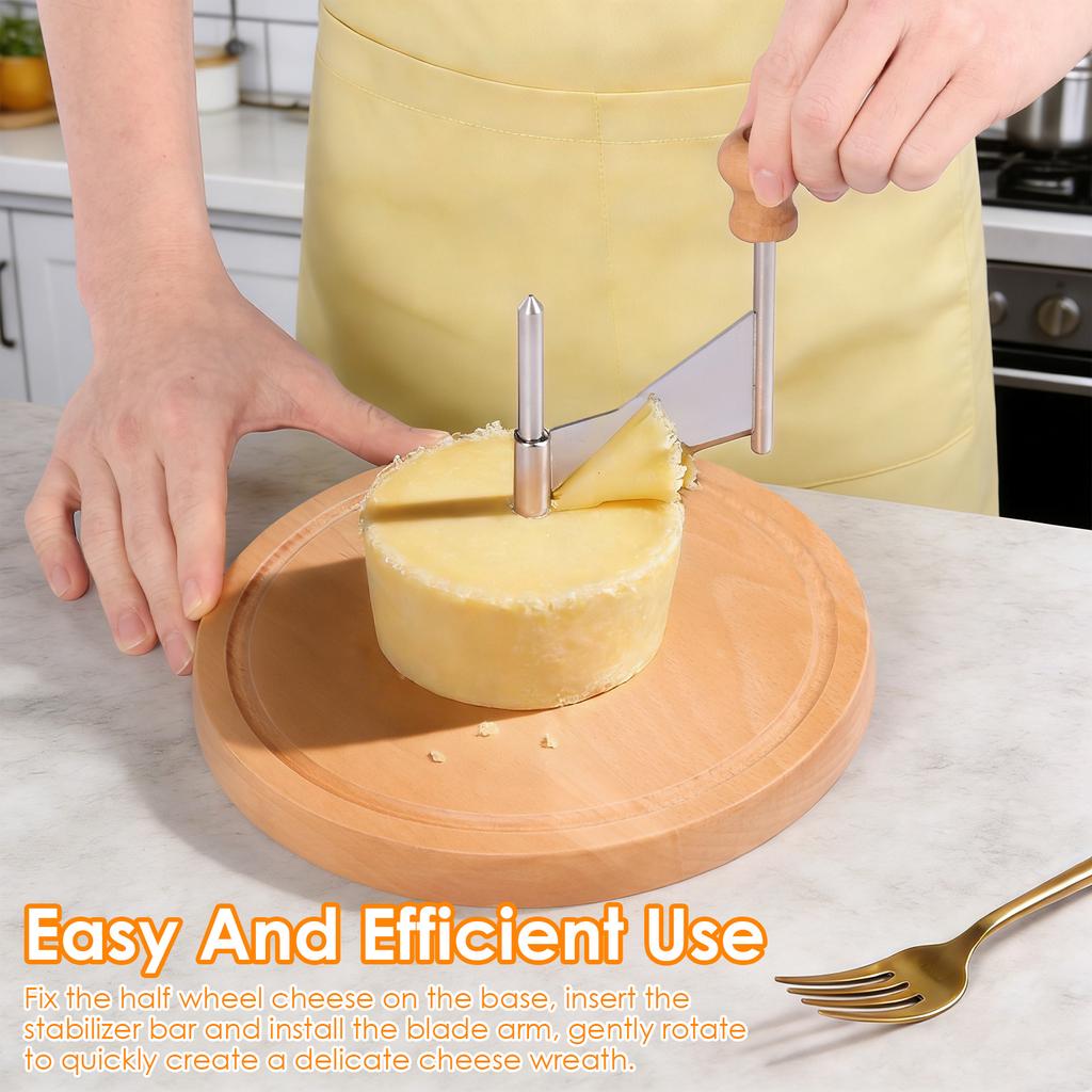 Cheese Curler with Stainless Steel Cheese Slicer Rust-Proof Wheel Cutter Heavy Duty Cheese Shaver Tools Flower Cutter