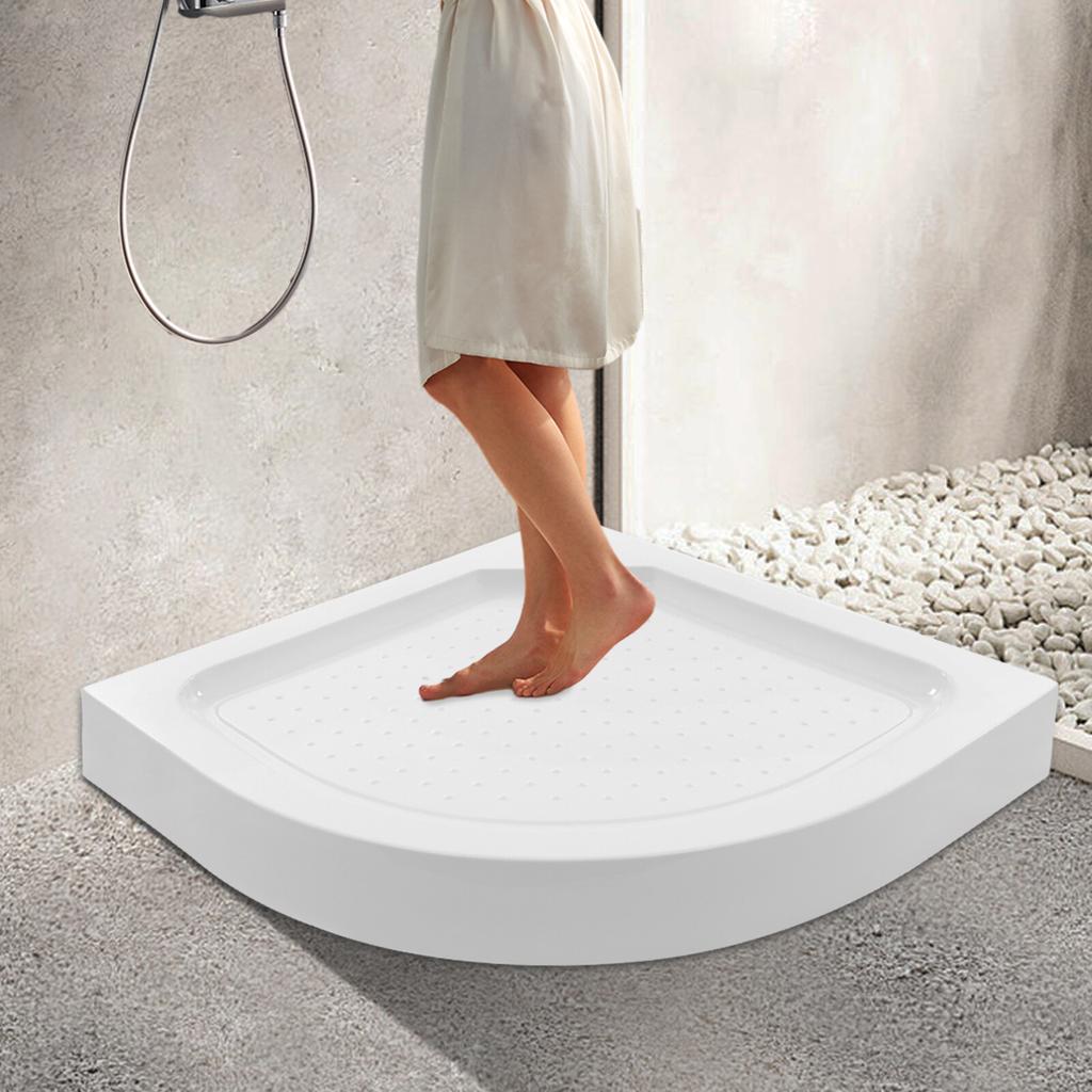 White Fan Shape Shower Base, Non-Slip Bathroom Floor Tray, 85x85cm Modern Design, Easy to Install & Clean, 260kg Weight Capacity