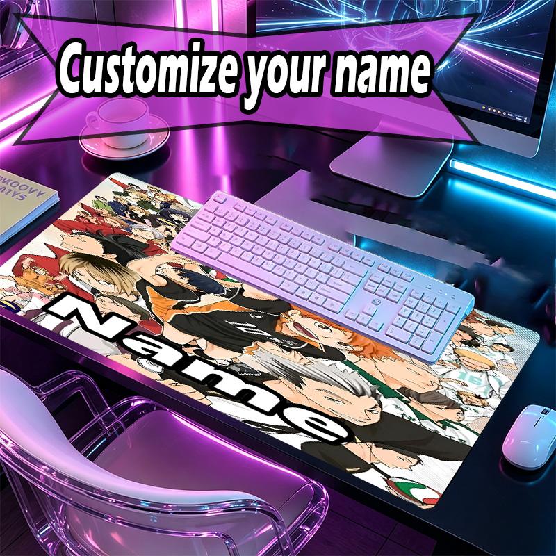 Custom Name Personalized Haikyu Pattern Mousepad, Laptop PC Desk Mat, Decorative Desk Mat for Home Keyboard Pad Gift