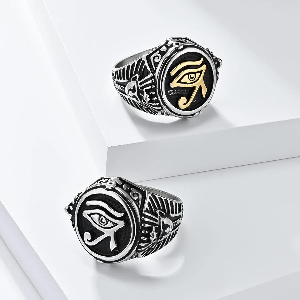 Ring Horus Eye Ancient Egypt Egyptian Symbol Pharaoh Protection Amulet Talisman Health Men Women Stainless Steel Jewelry Gifts