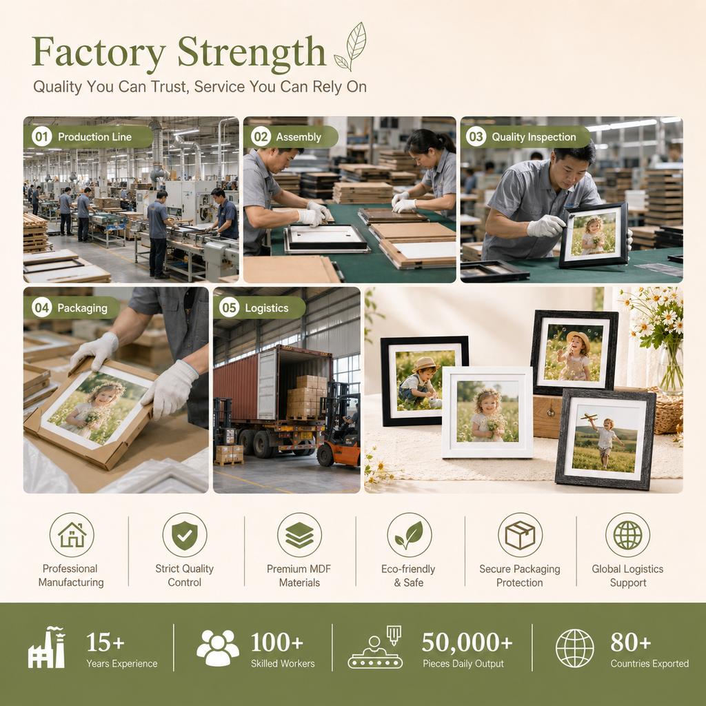 Wholesale Wood Picture Frame Durable Lightweight Square Photo Frame Wall Hanging Tabletop Home Decor 6x6 8x8 10x10 12x12 14x14