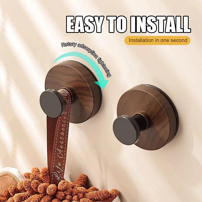 Wood Suction Cup Hooks Walnut Keys Decor Hook Door Back Clothes Towel Hanger Cabinet Drawers Handle Wall-Mounted Storage Rack