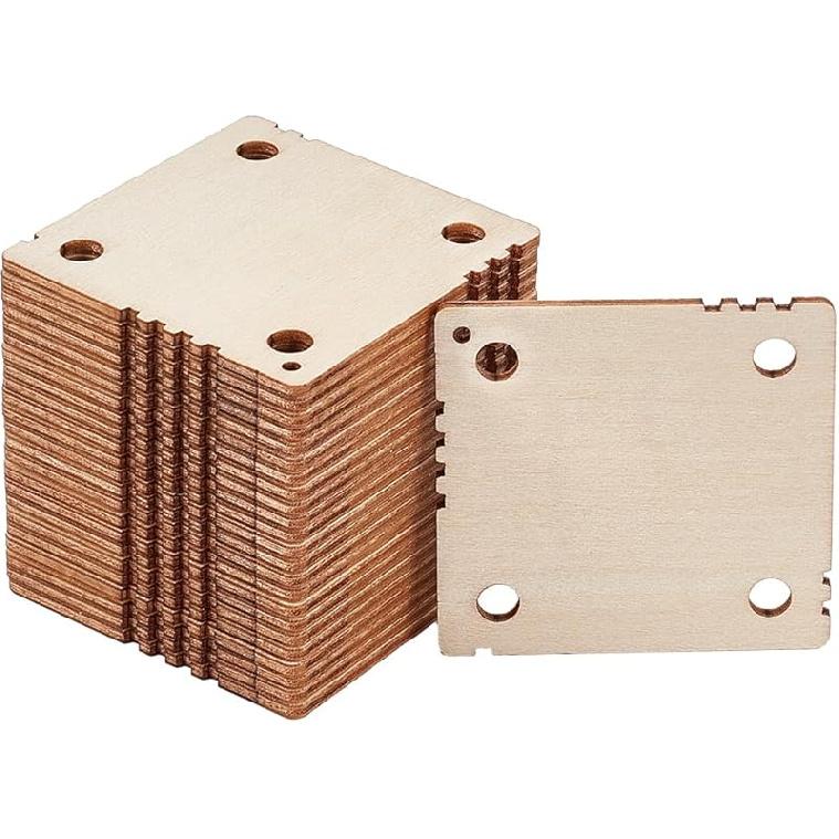BENECREAT 24 Pcs Square Weaving Card, 1.8x1.8inch 4 Holes Loom Cards Handmade Weaving Tools for Loom Weaving Supplies Tablet Weaving Loom Weaving