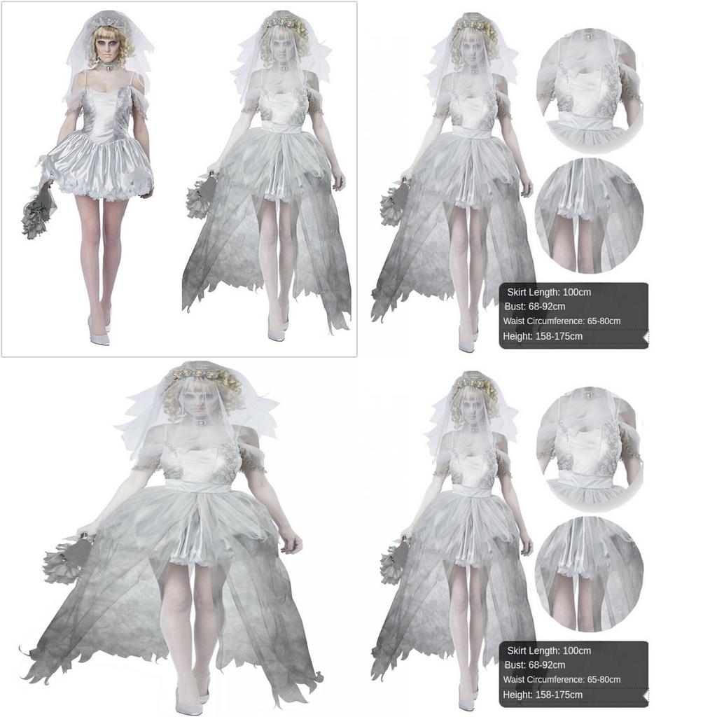 Halloween Ghost Bride Dress Costume For Women Role Play Party Cosplay