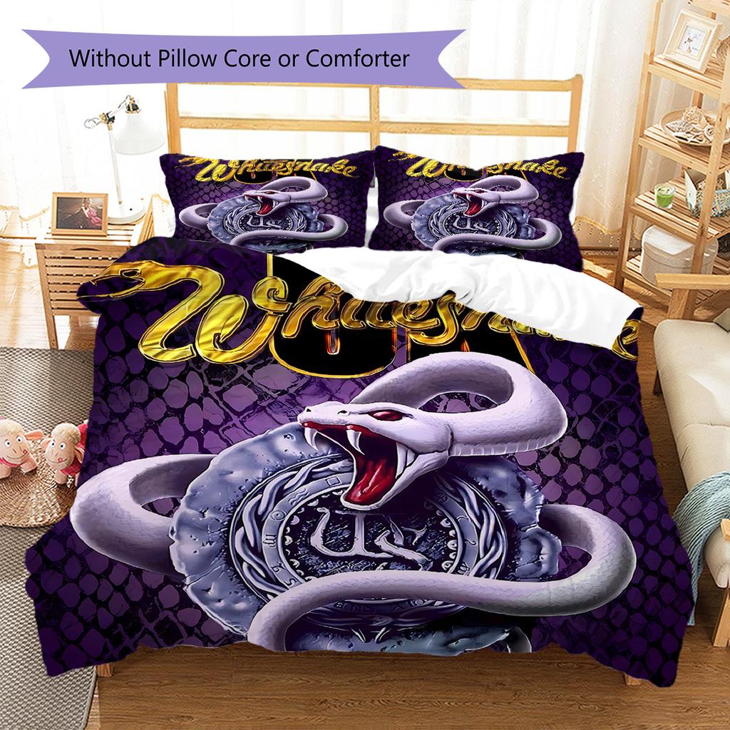 Whitesnake Pattern Bedding,Quilt Set Quilt Cover Pillowcase Home Birthday Gift (1 * Duvet Cover + 2 * Pillowcase, Without Core)