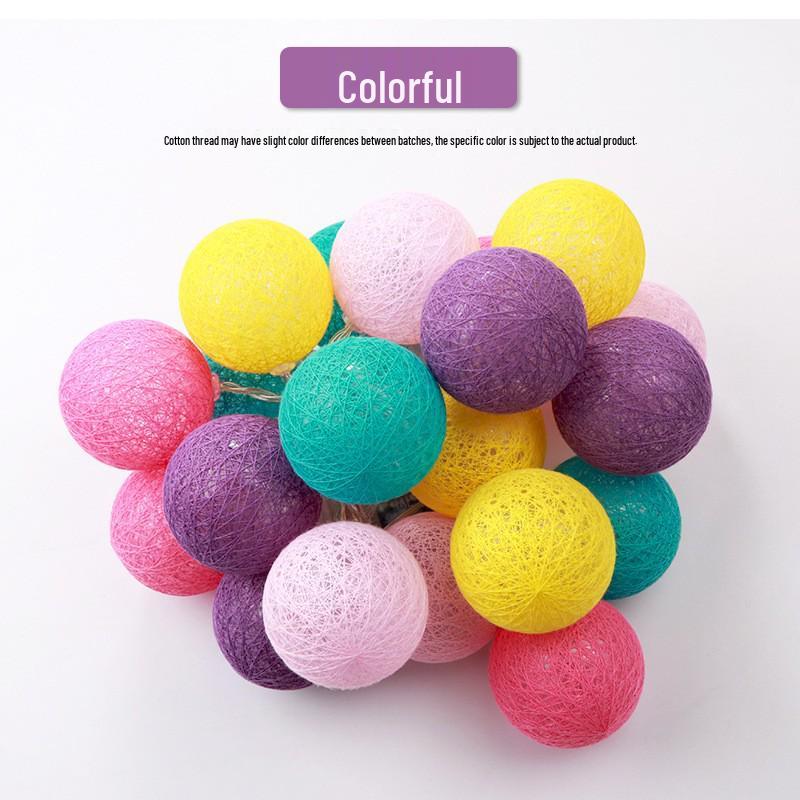 USB LED Cotton Ball String Lights - Christmas Holiday Starry Sky Decorative Flashing Lights