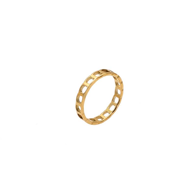 Fashion Hollow Line Square Index Finger Ring Titanium Steel Simple Women'S Ring Supply Jewelry