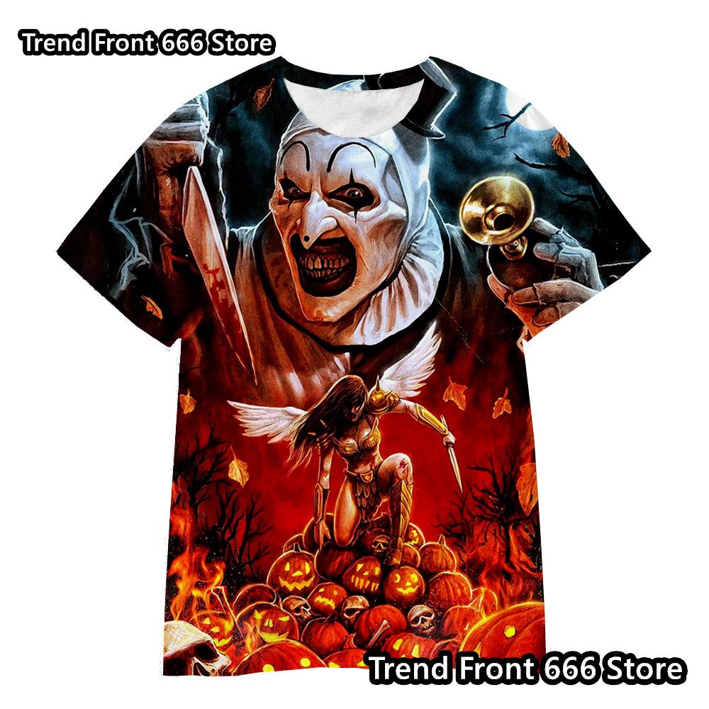 

Нові надходження Футболки з 3D принтом клоуна з фільму Тероризатор Дитячі топи з круглим вирізом Футболка з візерунком для хлопчиків Дитячі футболки в стилі хоррор 110cm