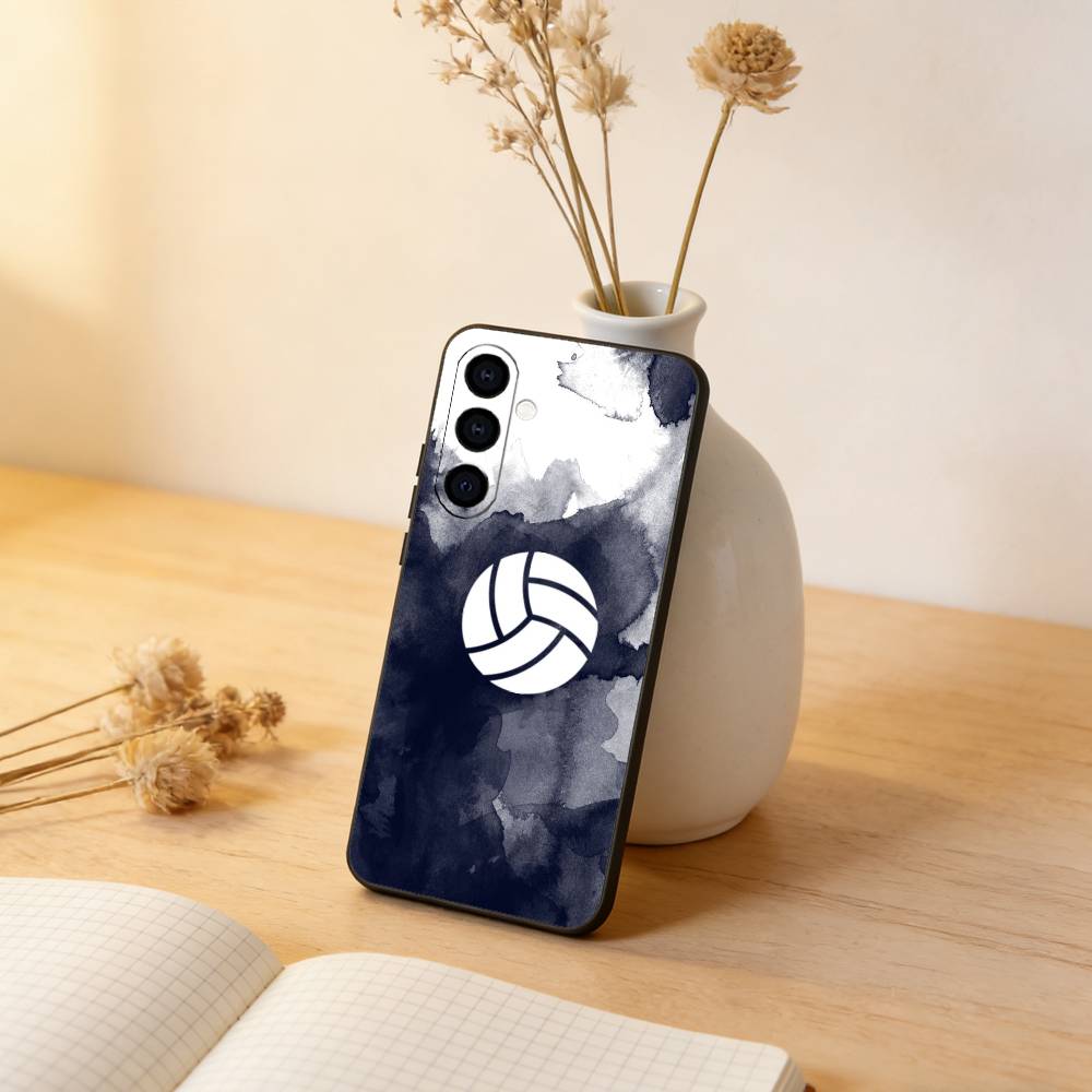 

Volleyball Painted Phone Case Black Silicone Soft For Samsung Galaxy A73,A72,A71,A70,A53,A52,A51 Samsung a21s