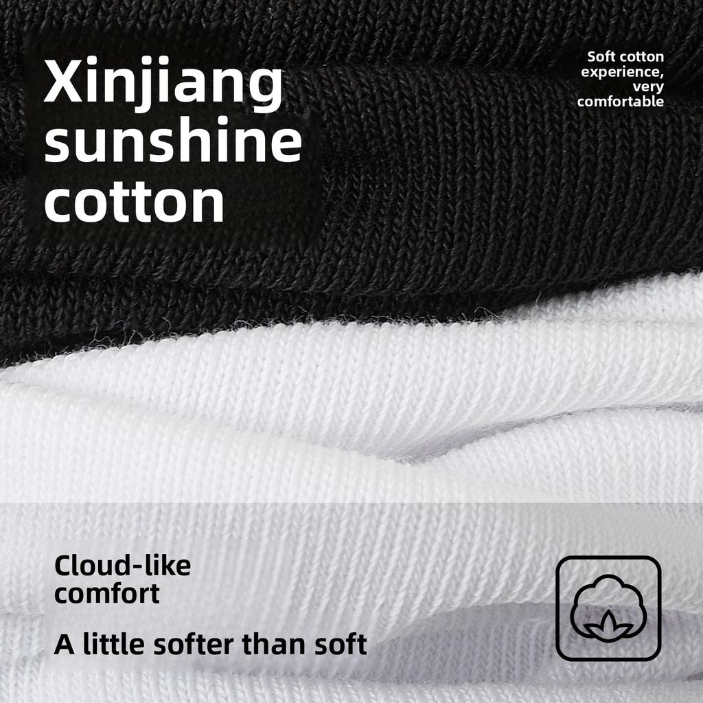 White Cotton Antibacterial and Deodorizing Stretch Seamless Elastic Mid-calf Socks with Anti-torn Properties for Sports Use