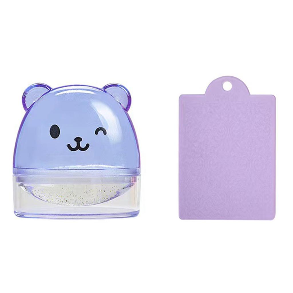 Silicone Nail Stamper Set French Tip Nail Stamp Cute Bear Jelly Stamper with Scraper Nails Art Template Tool for Woman