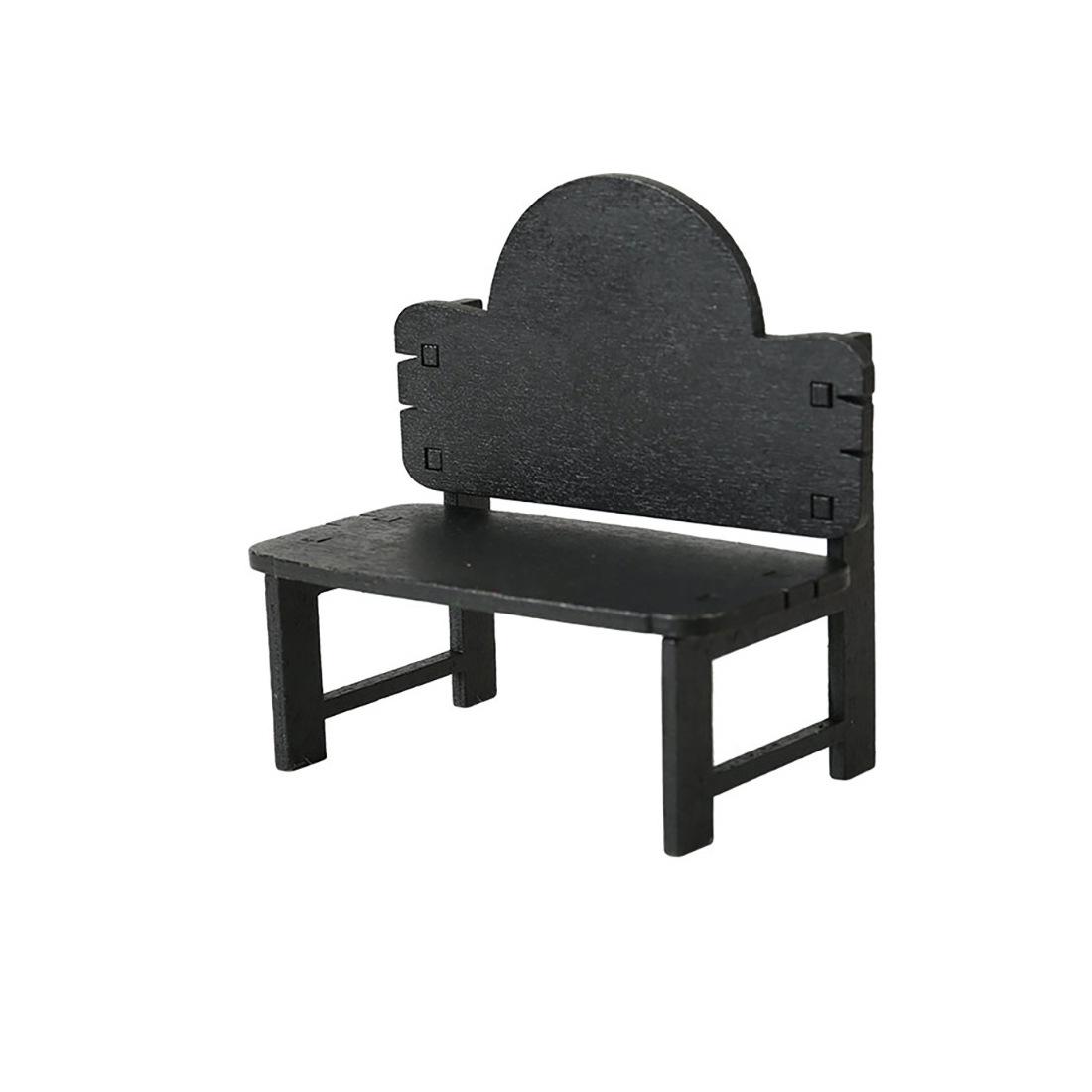 

Винтажный европейский деревянный мини-стул, настольный декор, аксессуары для кукольного домика, миниатюрный ландшафт, дисплей для дома и офиса чёрный