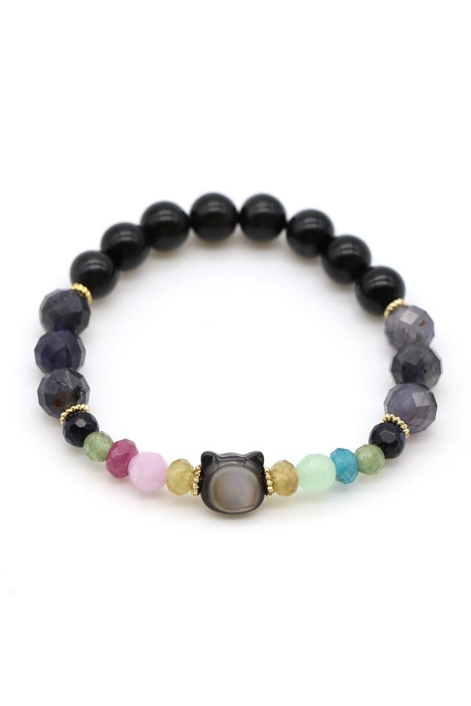 Supervised by a Fortune Teller Power Stone Money Work Good Natural Black Tiger June Shadow Cat Black Made In Liisha Bracelet, Luck, Luck, Luck,