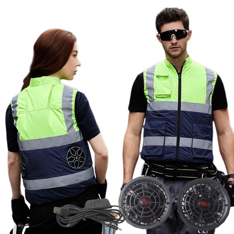 

[YoniStar] fan clothes cooling clothes Work clothes with fan reflective vest fan work clothes Ice pack can be placed 5 levels adjustment night work