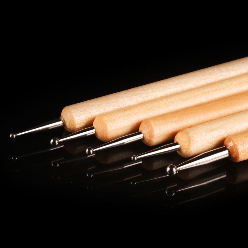 Set of 5 Double-Ended Wooden Dotting Pens for Nail Art