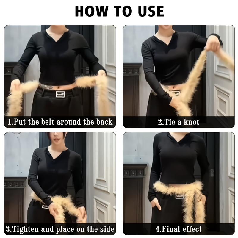 Unisex Winter Schal Hiphop Simulationsfell Taille Straße Lang Fell Taillenband Vintage Gürtel Taillen Accessoires Tanz Länge 180cm