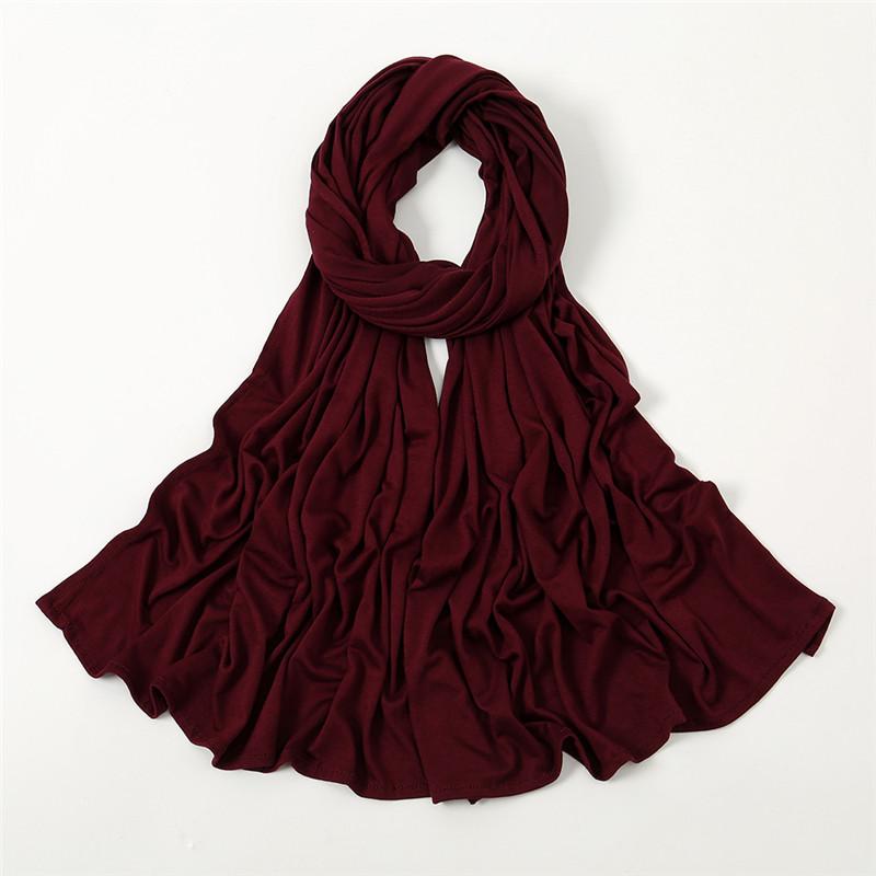 Plain Jersey Thick Hijab Scarf Cotton Polyester Wrap Elasticity Shawls Foulards Long Stretchy Turban Muslim Head Snood 180*60Cm