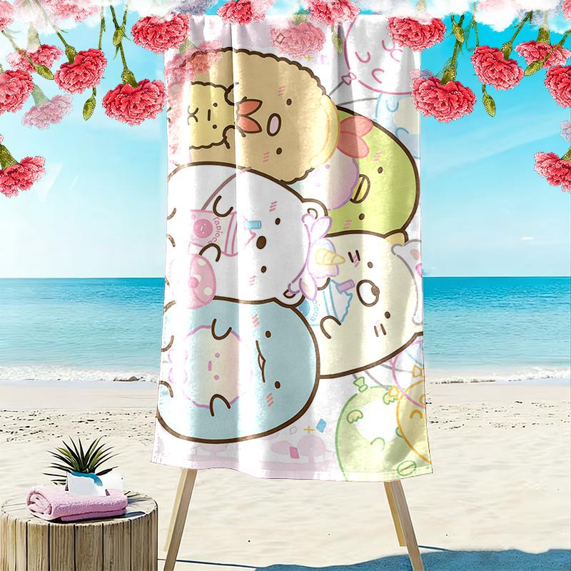 Sumikko Gurashi Print Beach Towel, Large Soft Quick Dry Towel for Beach Camping Swimming