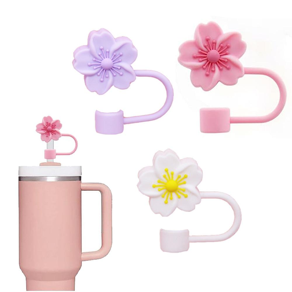Tapa para Pajita con Forma de Flor de 10 mm/0,4 pulgadas Compatible con Vaso Stanley de 30 y 40 Oz Tapa de Pajita de Flor de Silicona Suave