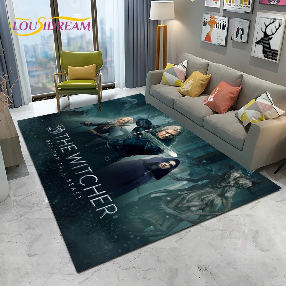 3D W-Witcher Games Gamer TV Cartoon Carpet Rug for Home Living Room Bedroom Sofa Doormat Decor,kids Area Rug Non-slip Floor Mat