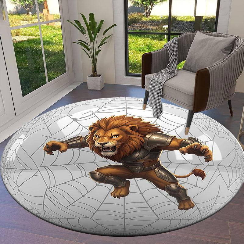 AnimalHeroes Round Area Rug,Carpet Rug for Living Room Bedroom Sofa Playroom Decor,Non slip Floor Mat