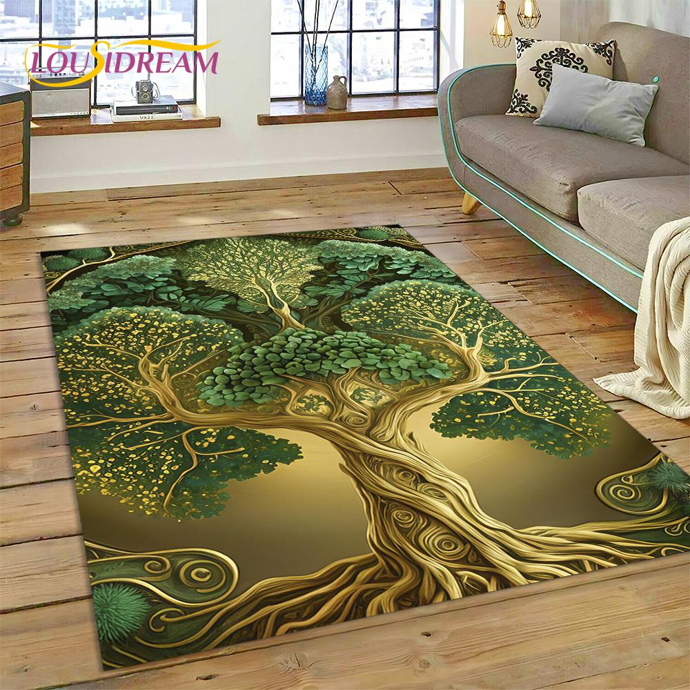 3D Strom života Příroda Viking Yggdrasil Severský Koberec pro Obývací pokoj Ložnice Dekorace, Protiskluzová Dekorace na Pohovku Rohožka Dárek