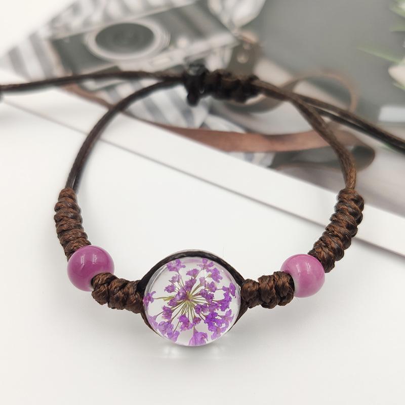 Starry Sky Dried Flower Glass Bracelet for Girlfriends, Couples & Students